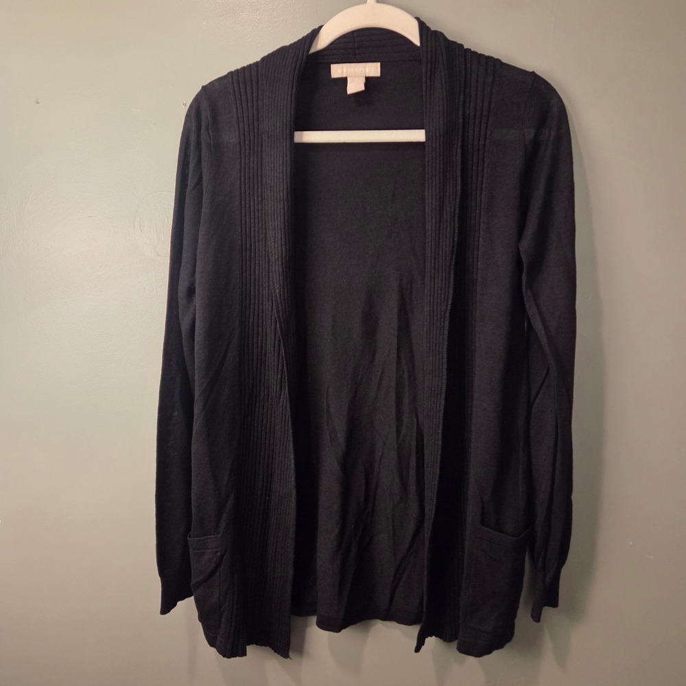 Banana Republic Women's Linen Blend Open Front Cardigan Lightweight Black Size S